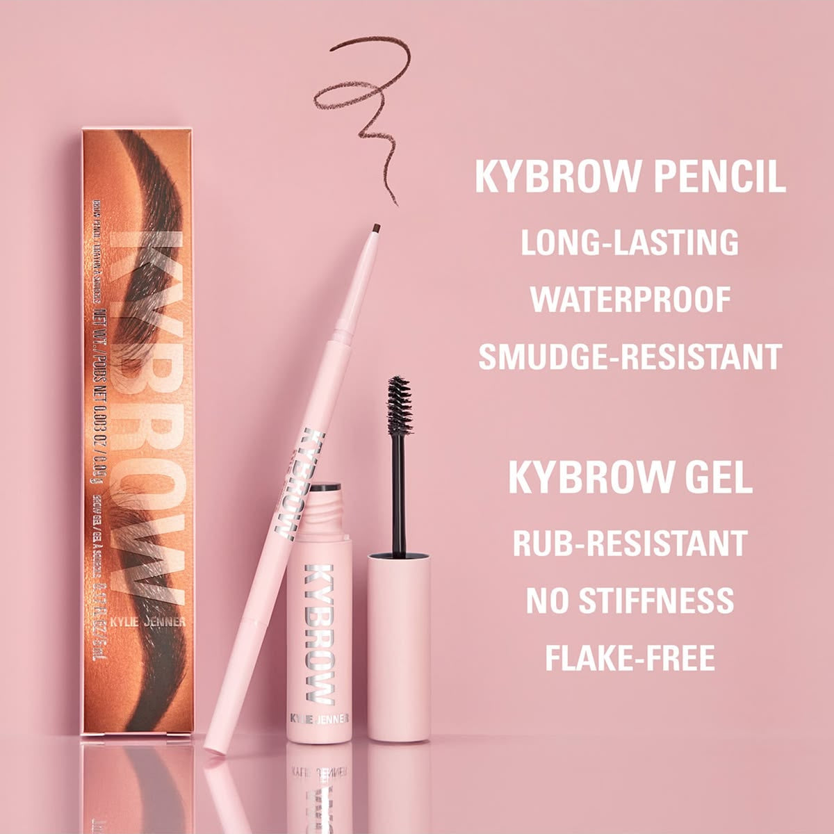 Kylie Jenner Cosmetics Kybrow Eyebrow Kit featuring a pencil and gel. (002 AUBURBN)