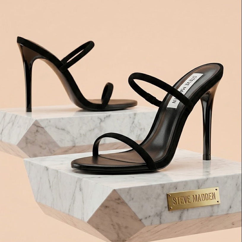 Steve Madden Mina strappy high-heeled Black & Silver