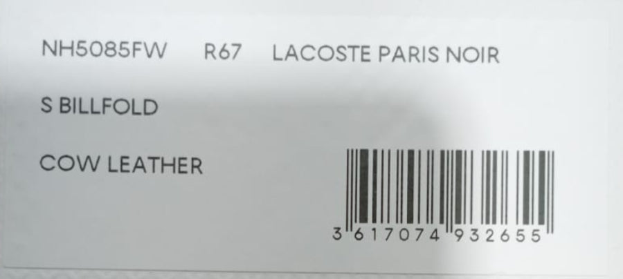 Lacoste Money Pieces Small Leather Goods Wallet For Men, Lacoste Paris Noir