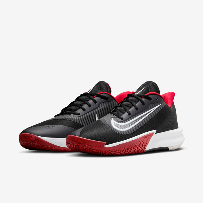 Nike Precision 7 basketball shoes Unisex in black and university red.