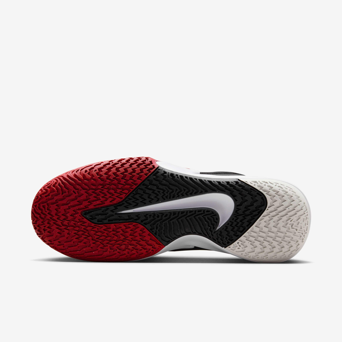 Nike Precision 7 basketball shoes Unisex in black and university red.