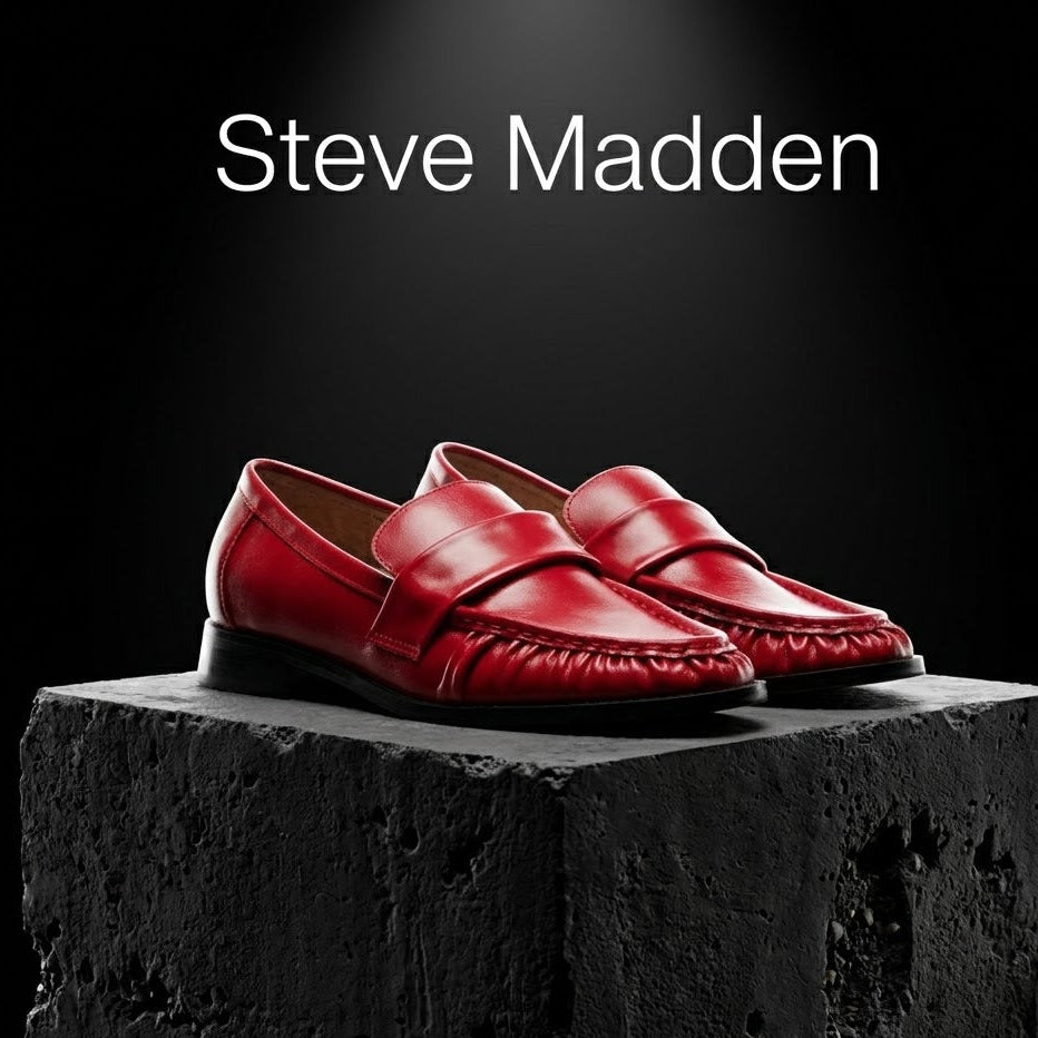 Steve Madden Ridley leather tailored loafers sleek upper and low heel.