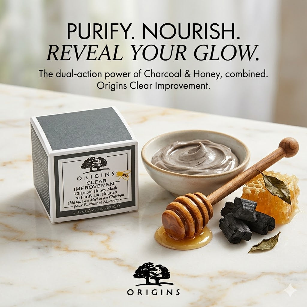 Origins Clear Improvement Charcoal Honey Mask To Purify & Nourish, 2.5 Fl Oz