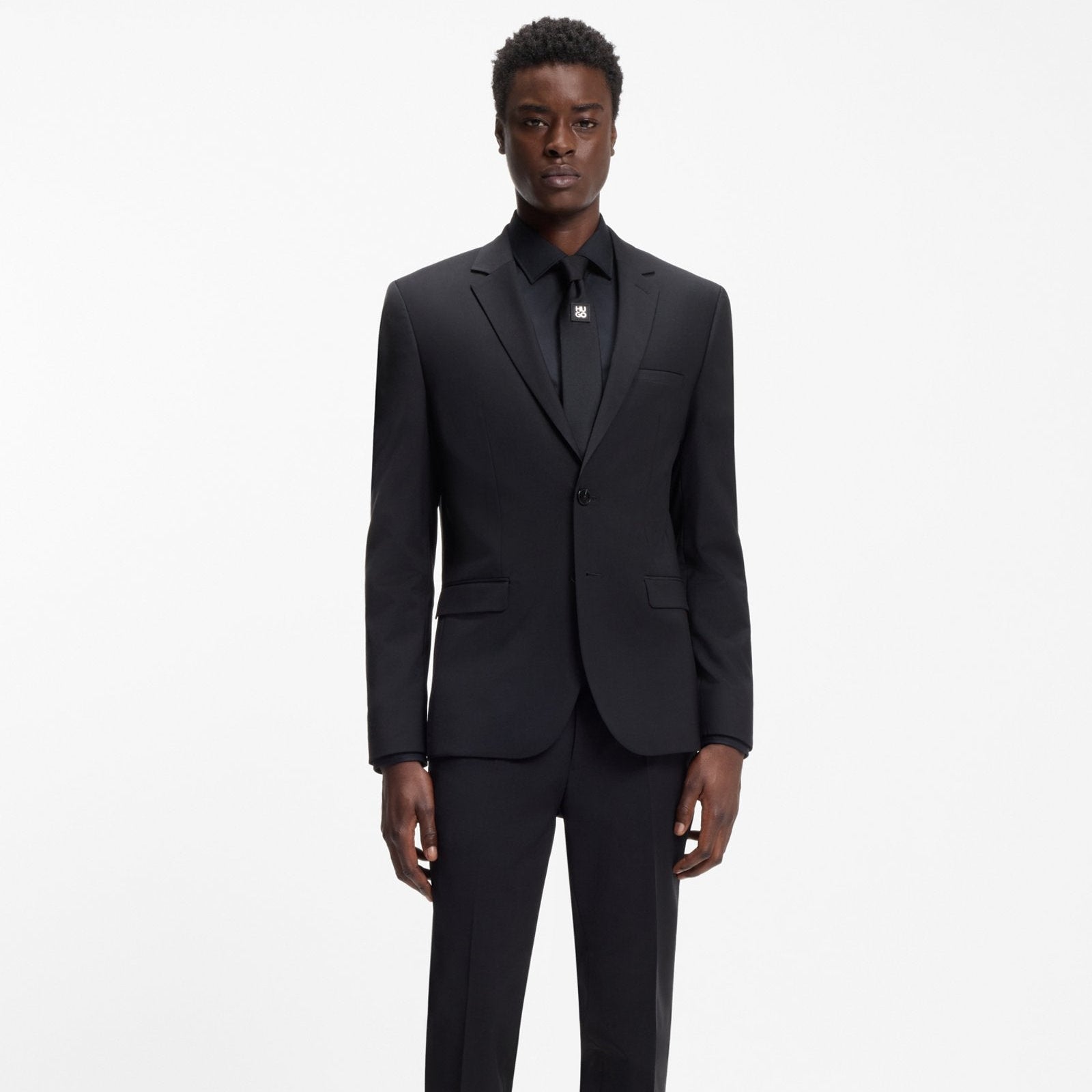 HUGO Slim-fit shirt in easy-iron cotton poplin