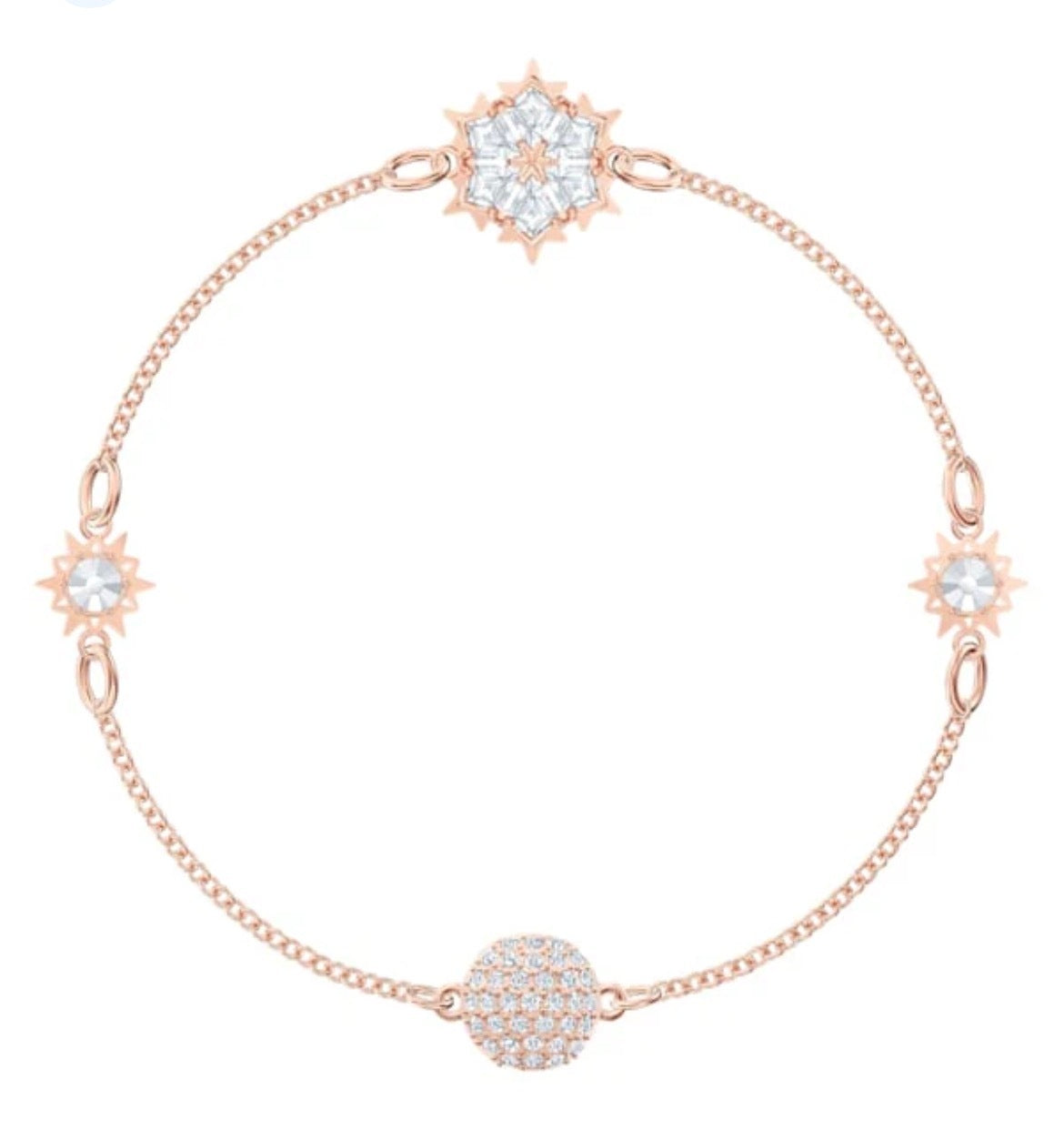 Swarovski Remix Collection Snowflake bracelet, white, pink gold plated