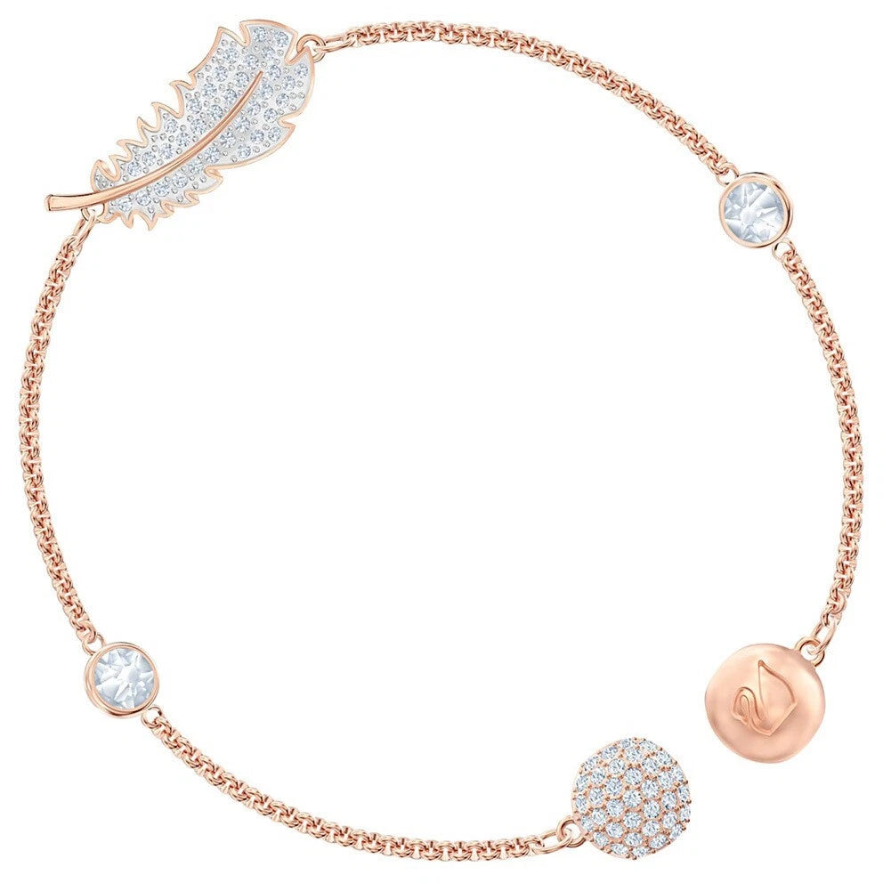Swarovski Remix FeatStrand bracelet clear crystals and a central feather